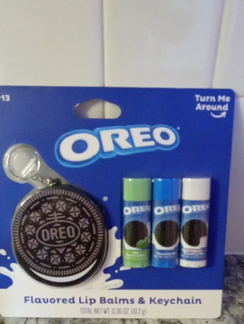 Oreo Lip Balms & Keychain - Green, Blue, White